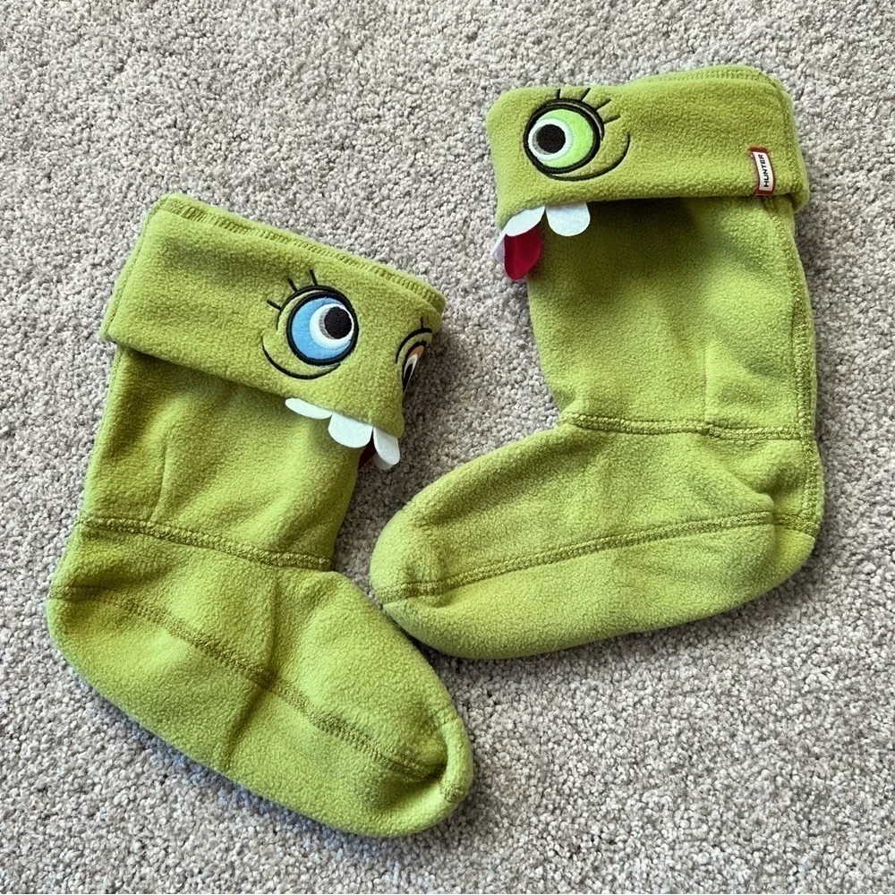 New! Hunter kids green alien fleece boot socks size medium (11-13)